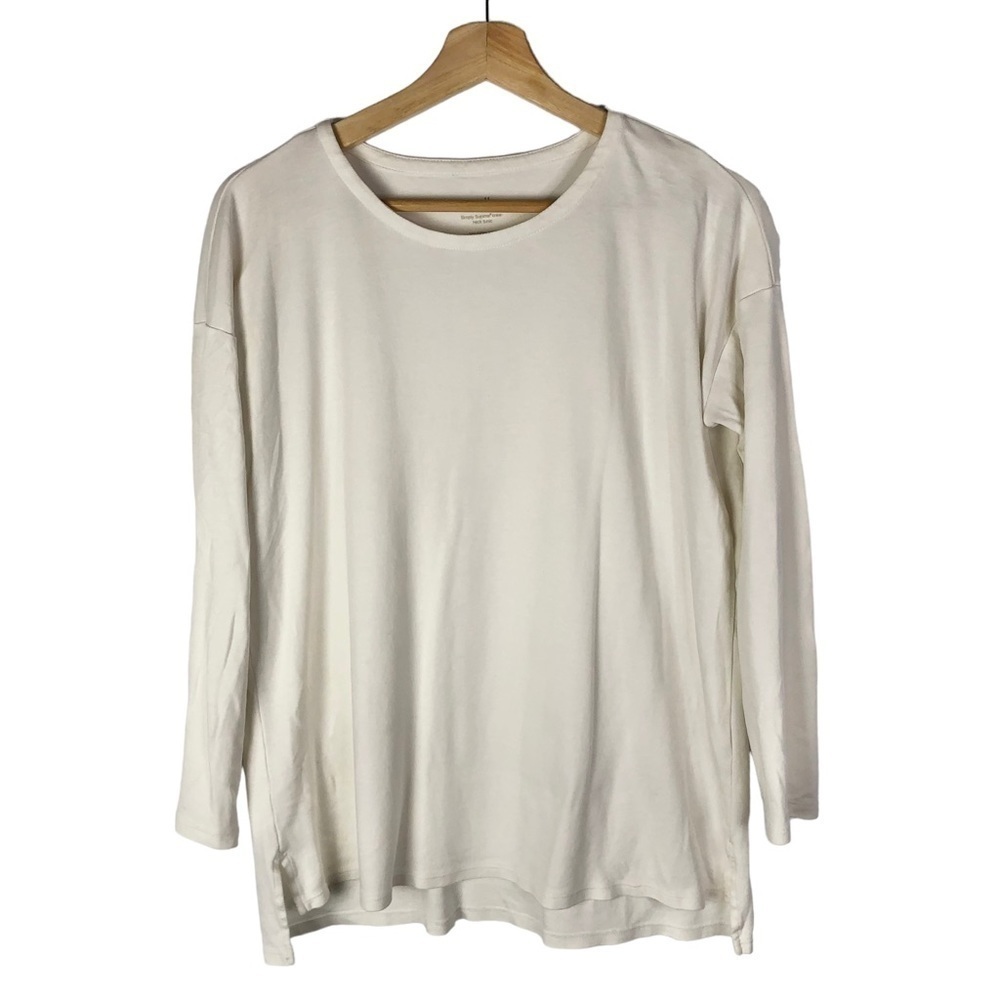 J Jill Petite Ivory White Simply Supima Crew Neck Tunic SP